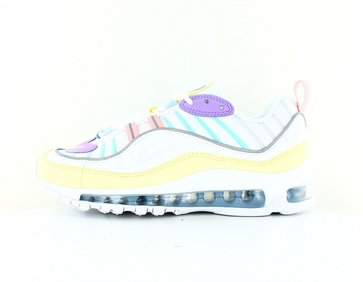 Nike Air Max 98 femme Blanc jaune pastel violet bleu ciel